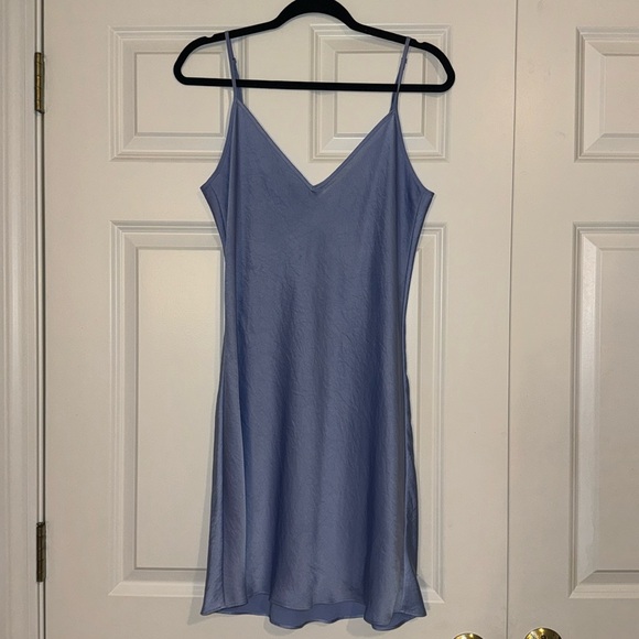 Aritzia Wilfred Only Slip Mini Dress Sz L Soft Iris - Picture 3 of 6